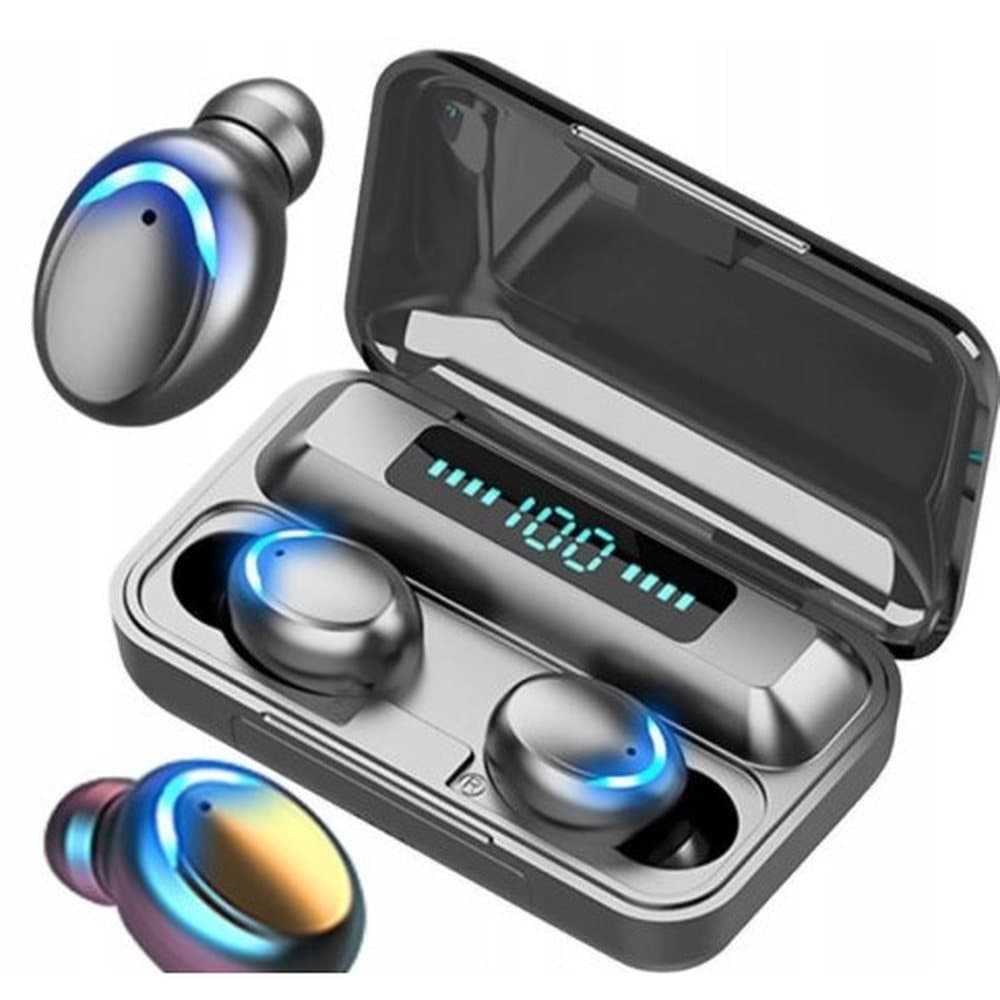 Słuchawki sportowe bezprzewodowe douszne + powerbank + gumki