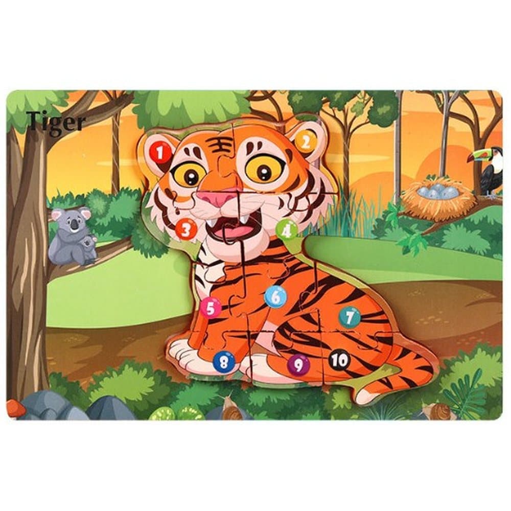 Puzzle Drewniane dla Dzieci TYGRYSA 22 × 15 cm Układanka Edukacyjna