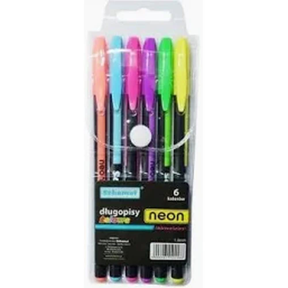 Długopisy żelowe neon schemat / 6 szt